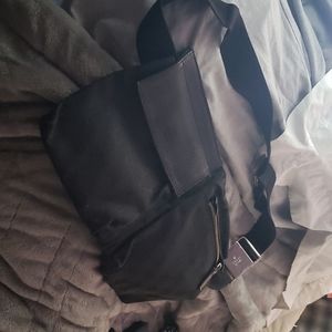 GUCCI double belt bag - black- canvas